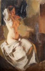 Desnudo a la luz del fuego